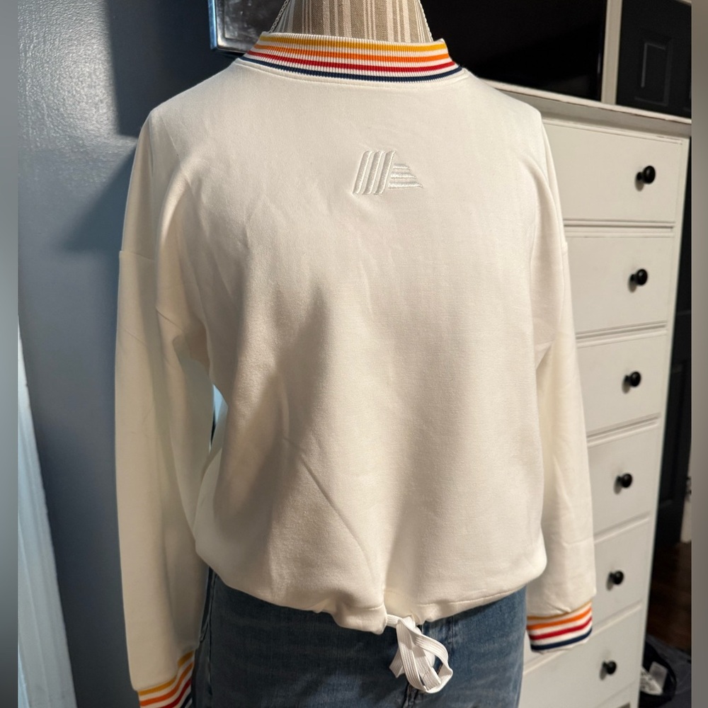Cream Sweatshirt with Rainbow Cuffs